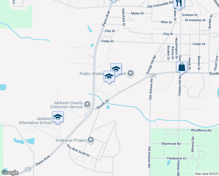 map of restaurants, bars, coffee shops, grocery stores, and more near 4144 South Street in Marianna