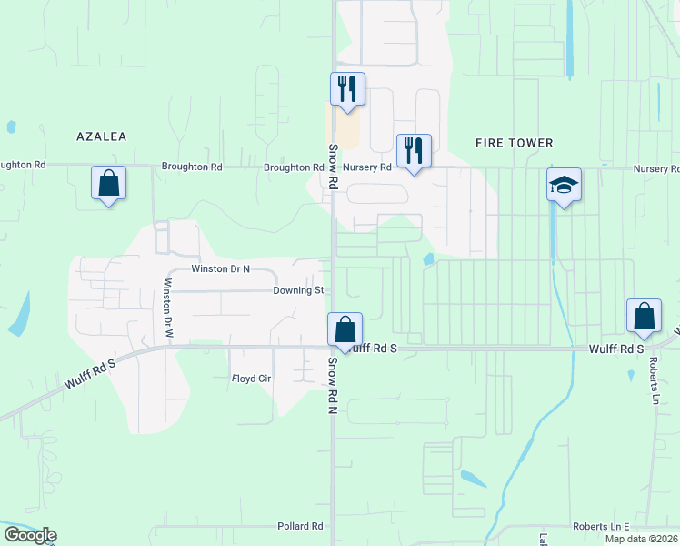 map of restaurants, bars, coffee shops, grocery stores, and more near 9889 Viking Place Drive in Semmes