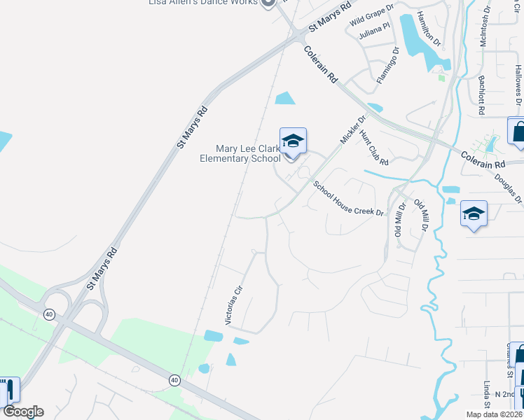 map of restaurants, bars, coffee shops, grocery stores, and more near 101 Ronald's Court in St. Marys