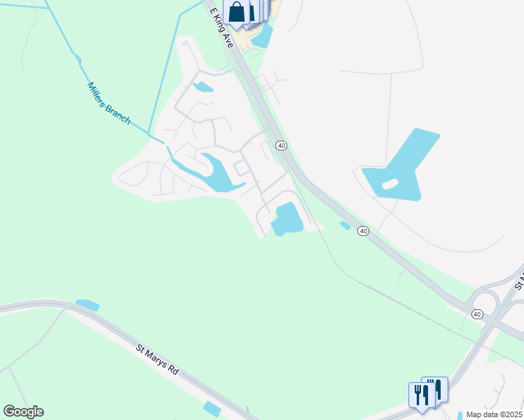 map of restaurants, bars, coffee shops, grocery stores, and more near 108 Leeward Court in Kingsland