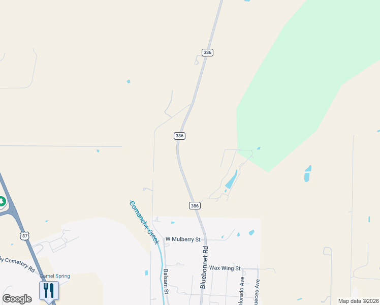 map of restaurants, bars, coffee shops, grocery stores, and more near 1351 Ranch Road 386 in Mason