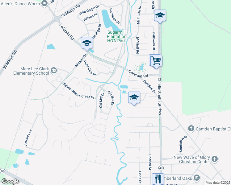 map of restaurants, bars, coffee shops, grocery stores, and more near 302 Bayard Court in Saint Marys