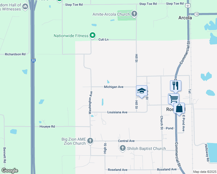 map of restaurants, bars, coffee shops, grocery stores, and more near 12312 Michigan Avenue in Roseland