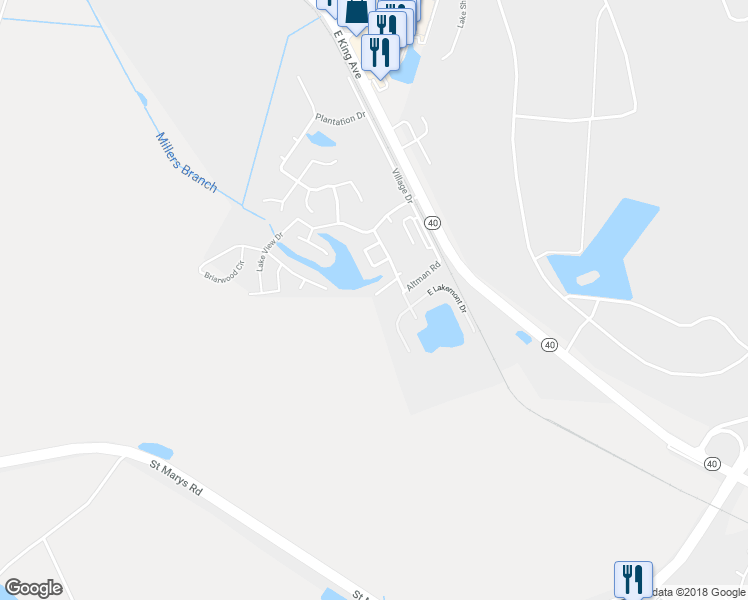 map of restaurants, bars, coffee shops, grocery stores, and more near 121 Leeward Drive in Kingsland
