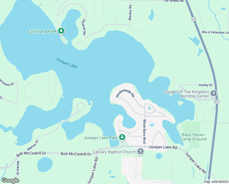 map of restaurants, bars, coffee shops, grocery stores, and more near 313 Vanderheide Road in DeFuniak Springs