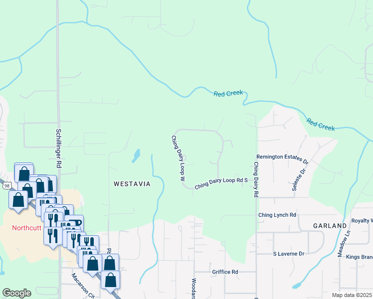 map of restaurants, bars, coffee shops, grocery stores, and more near 7350 Ching Dairy Loop West in Mobile