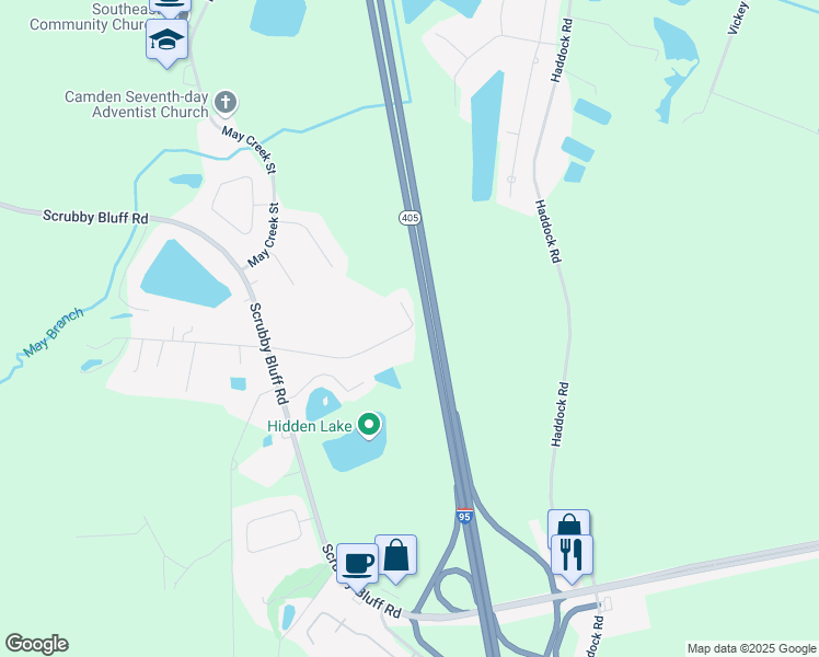 map of restaurants, bars, coffee shops, grocery stores, and more near 419 Lost Acres Court in Kingsland
