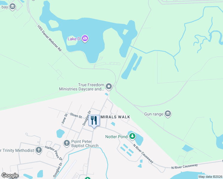 map of restaurants, bars, coffee shops, grocery stores, and more near 1905 Point Peter Road in Saint Marys