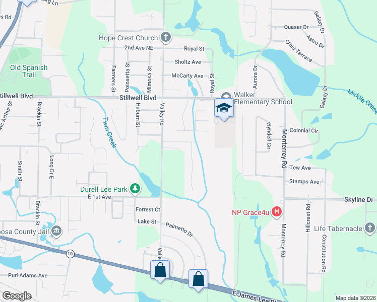 map of restaurants, bars, coffee shops, grocery stores, and more near 205 Tiffot Court in Crestview