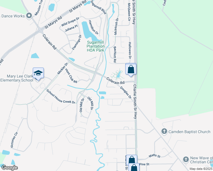map of restaurants, bars, coffee shops, grocery stores, and more near 105 Baltic Court in St. Marys