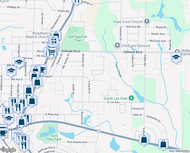 map of restaurants, bars, coffee shops, grocery stores, and more near 456 Eisenhower Drive in Crestview