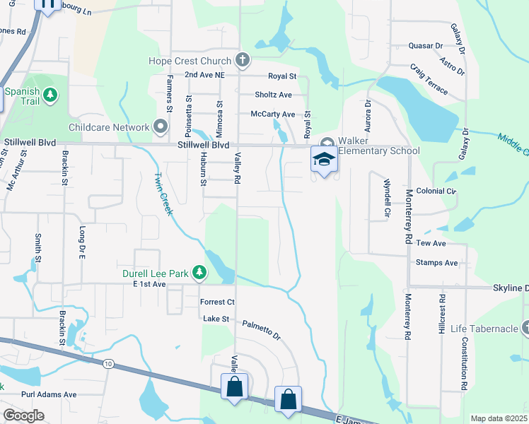 map of restaurants, bars, coffee shops, grocery stores, and more near 113 Kyle Lane in Crestview