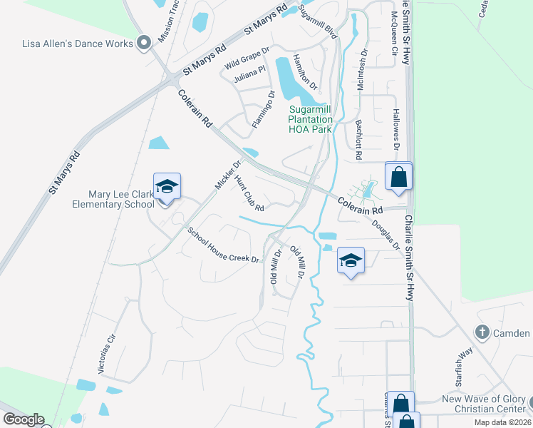 map of restaurants, bars, coffee shops, grocery stores, and more near 403 Hunt Club Road in St. Marys