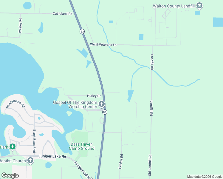 map of restaurants, bars, coffee shops, grocery stores, and more near 125 Simpson Court in DeFuniak Springs