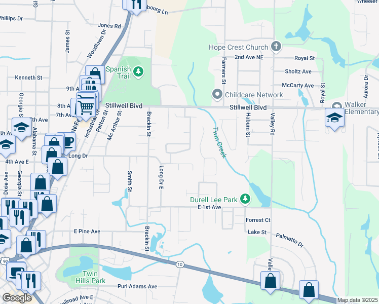 map of restaurants, bars, coffee shops, grocery stores, and more near 434 Eisenhower Drive in Crestview