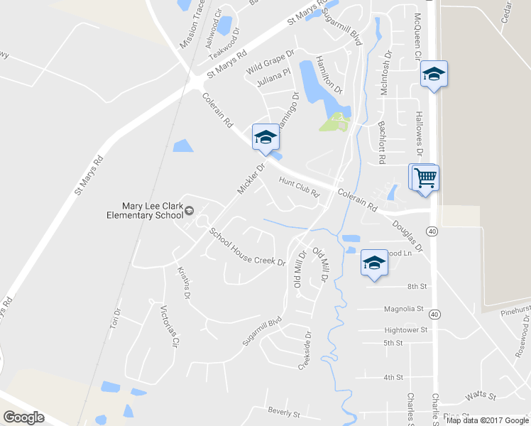 map of restaurants, bars, coffee shops, grocery stores, and more near 105 Hopi Court in Saint Marys