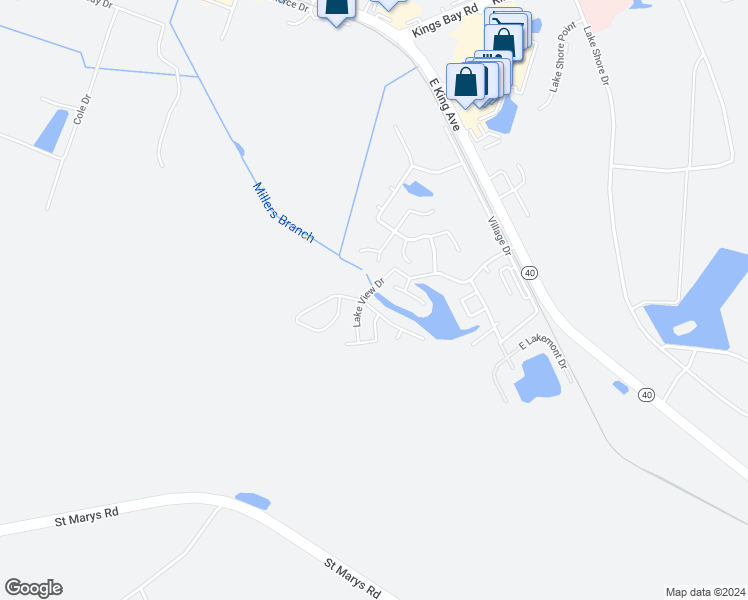 map of restaurants, bars, coffee shops, grocery stores, and more near 304 Mission Forest Trail in Kingsland
