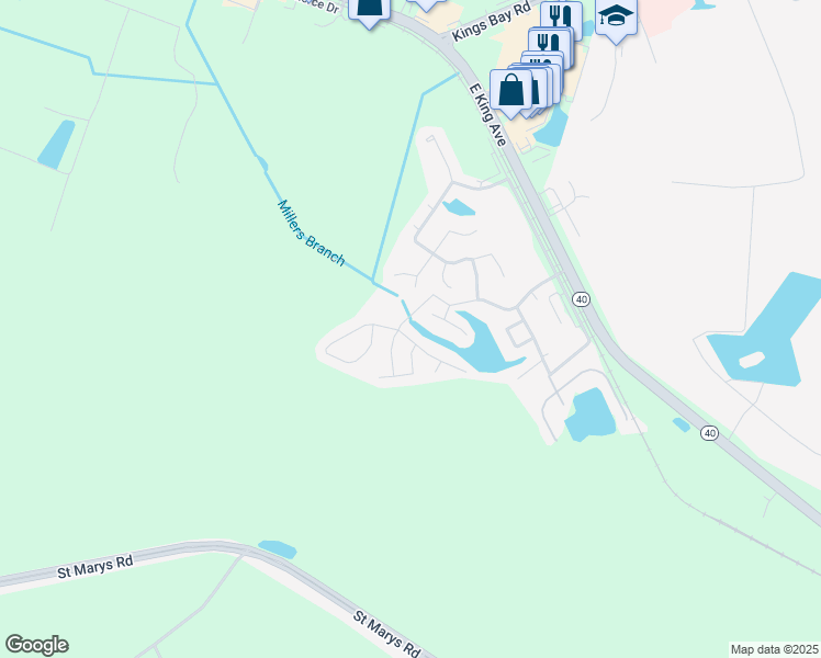 map of restaurants, bars, coffee shops, grocery stores, and more near 312 Mission Forest Trail in Kingsland