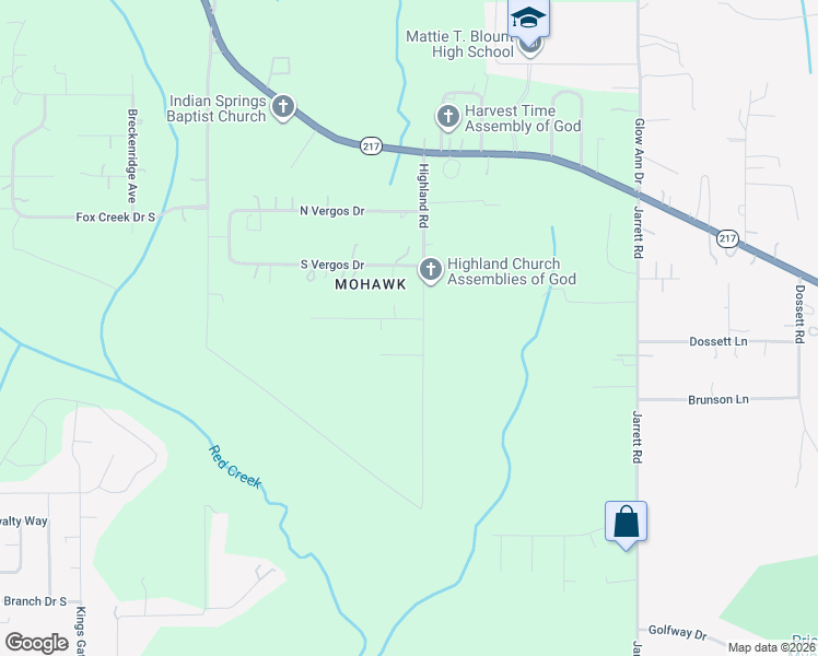 map of restaurants, bars, coffee shops, grocery stores, and more near 3775 Highland Road in Mobile County