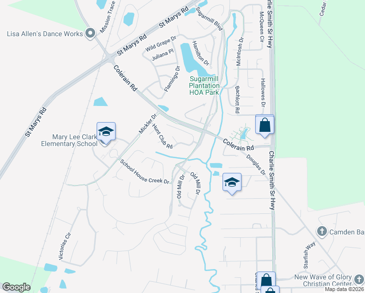 map of restaurants, bars, coffee shops, grocery stores, and more near 403 Hunt Club Road in St. Marys