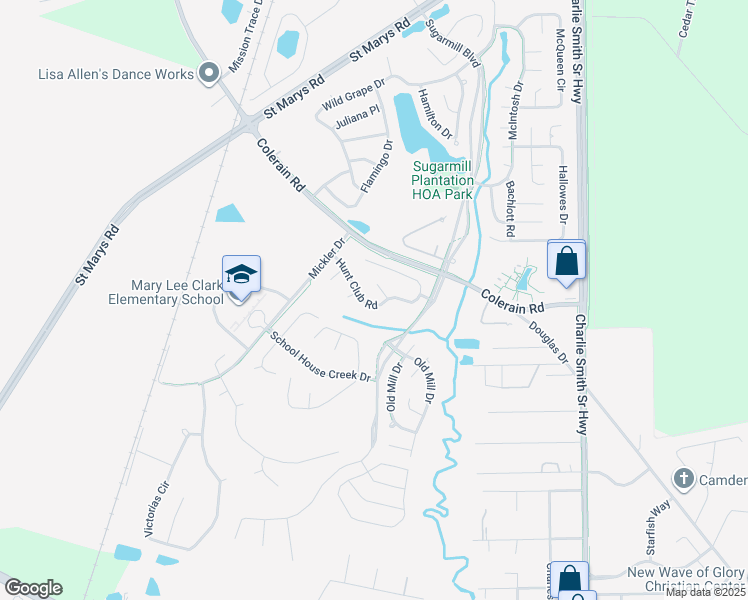 map of restaurants, bars, coffee shops, grocery stores, and more near 402 Hunt Club Road in St. Marys