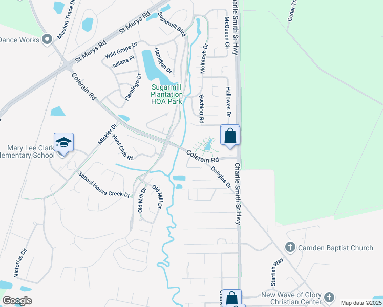 map of restaurants, bars, coffee shops, grocery stores, and more near 11919 Colerain Road in St. Marys