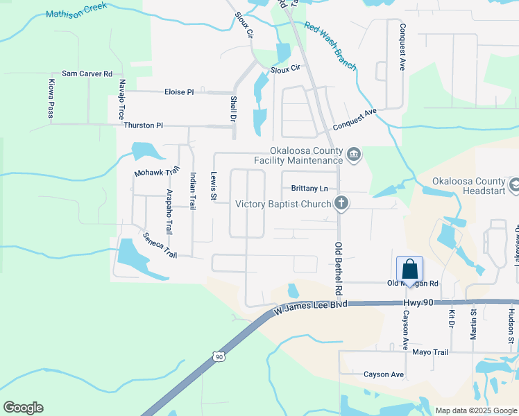 map of restaurants, bars, coffee shops, grocery stores, and more near 5277 Moore Loop in Crestview