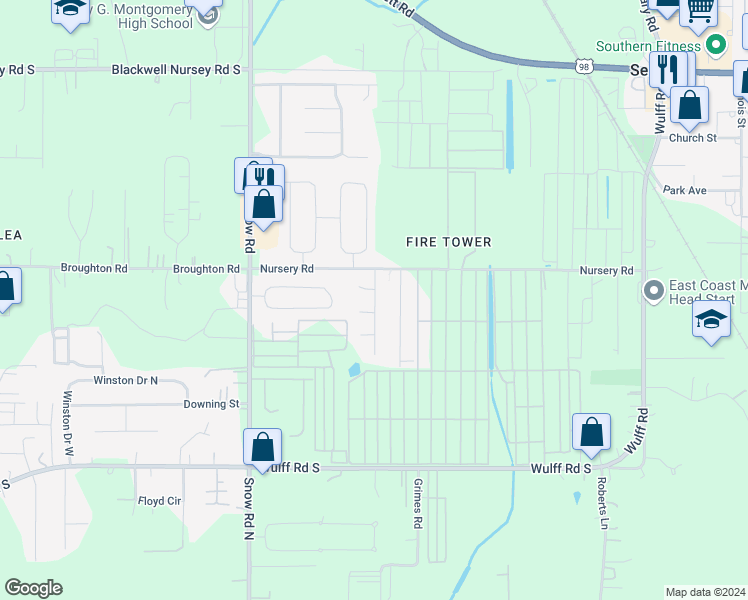 map of restaurants, bars, coffee shops, grocery stores, and more near 3754 Raphael Court in Semmes