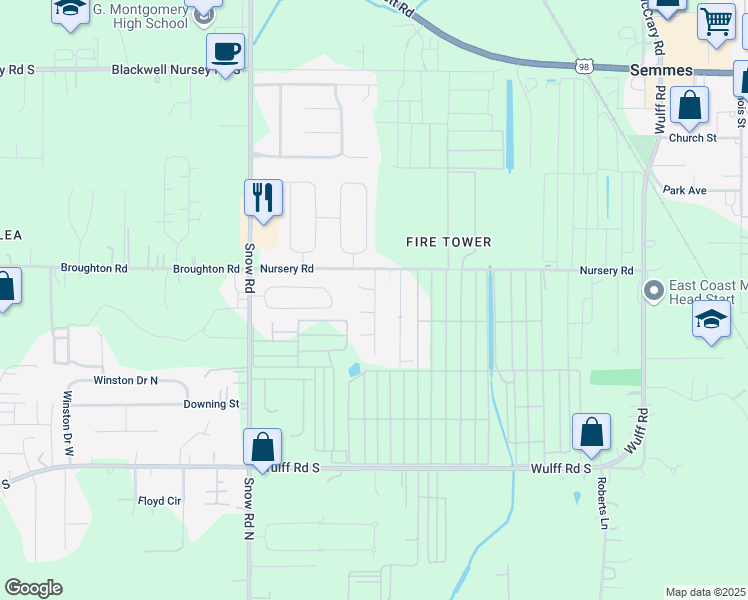 map of restaurants, bars, coffee shops, grocery stores, and more near 3754 Raphael Court in Semmes