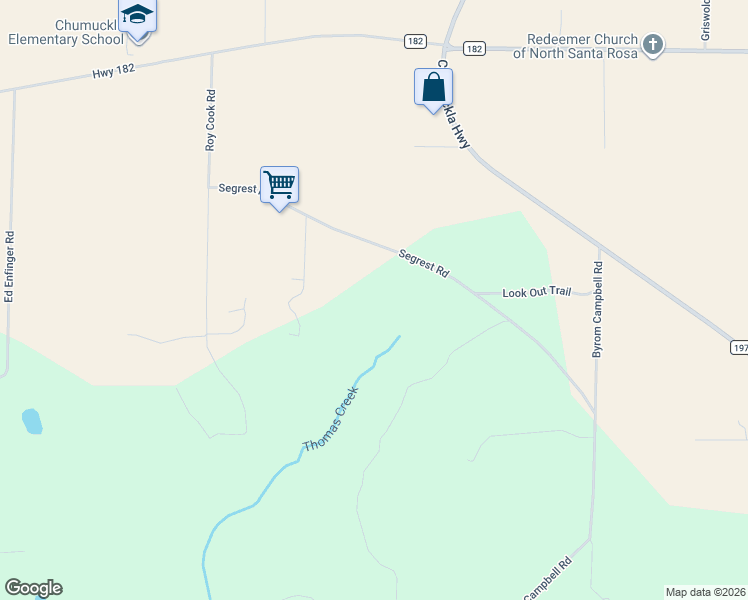 map of restaurants, bars, coffee shops, grocery stores, and more near 2586 Segrest Road in Pace