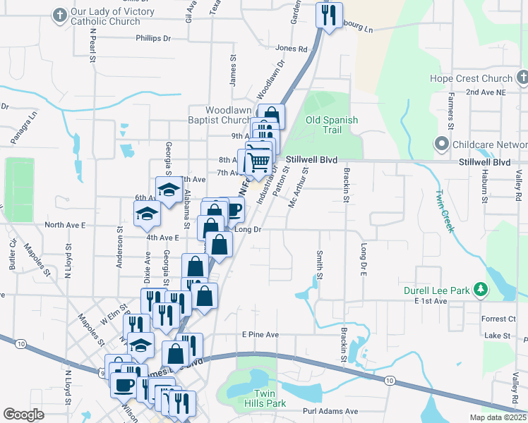 map of restaurants, bars, coffee shops, grocery stores, and more near 745 South Ferdon Boulevard in Crestview