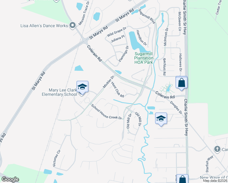 map of restaurants, bars, coffee shops, grocery stores, and more near 102 Hopi Court in Saint Marys