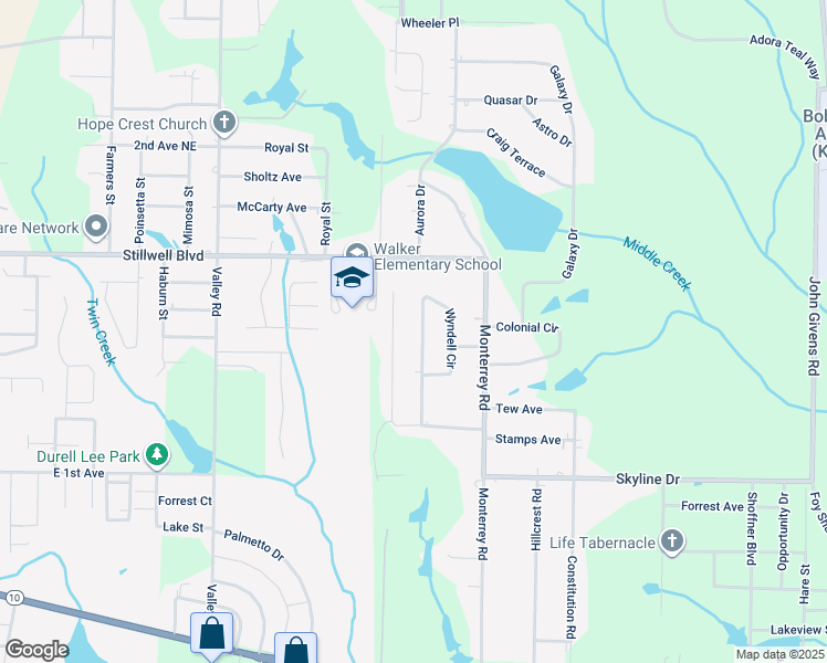 map of restaurants, bars, coffee shops, grocery stores, and more near 5348 Wyndell Circle in Crestview