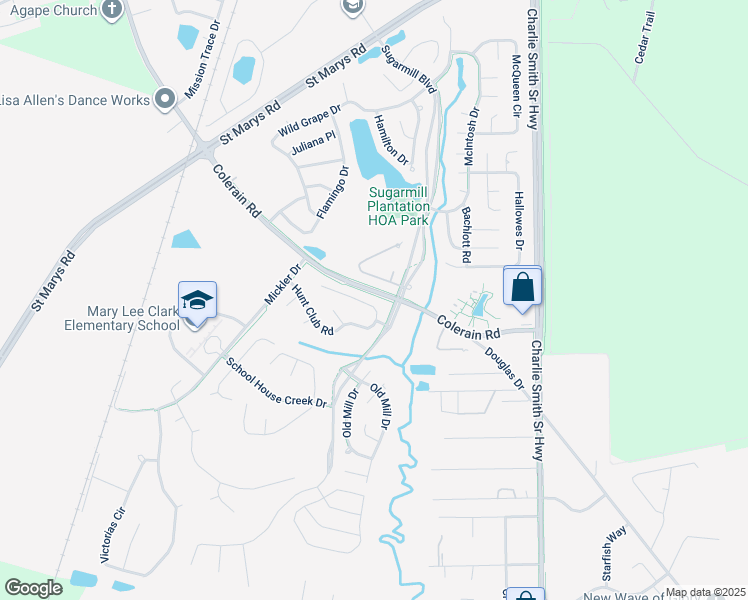 map of restaurants, bars, coffee shops, grocery stores, and more near 206 Hunt Club Road in St. Marys
