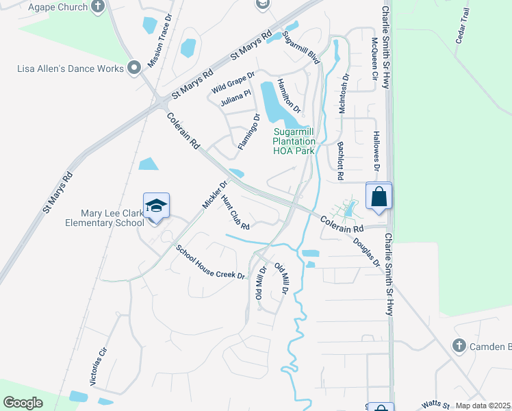 map of restaurants, bars, coffee shops, grocery stores, and more near 211 Hunt Club Road in St. Marys