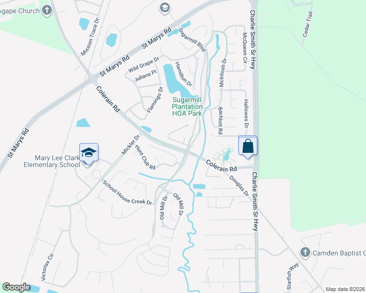 map of restaurants, bars, coffee shops, grocery stores, and more near 206 Hunt Club Road in St. Marys