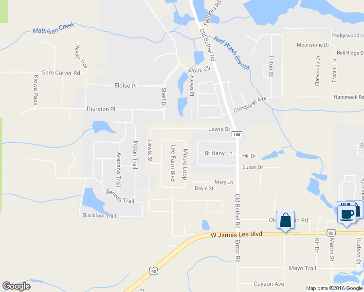map of restaurants, bars, coffee shops, grocery stores, and more near 5451 Lee Farm Boulevard in Crestview