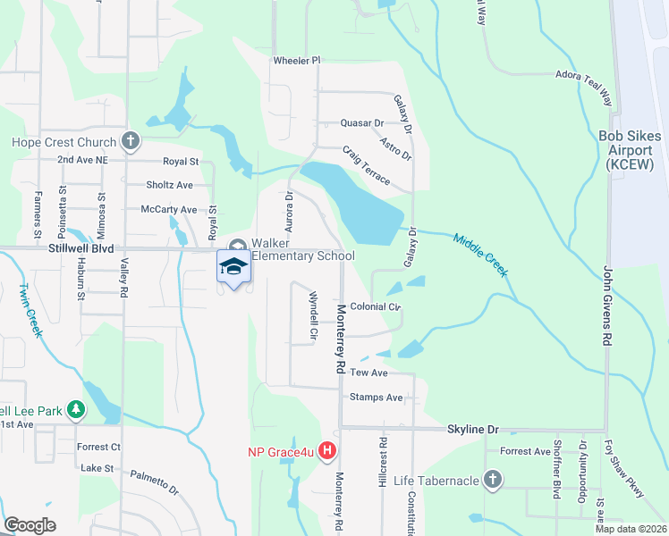 map of restaurants, bars, coffee shops, grocery stores, and more near 3040 Stillwell Boulevard in Crestview
