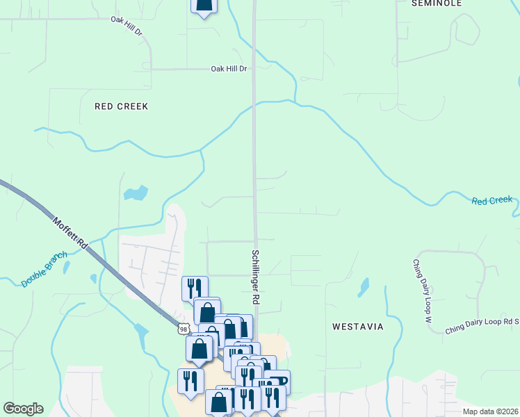 map of restaurants, bars, coffee shops, grocery stores, and more near 3900 Schillinger Road North in Semmes