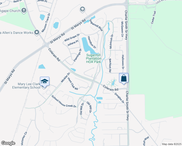 map of restaurants, bars, coffee shops, grocery stores, and more near 205 Saint Charles Place in St. Marys
