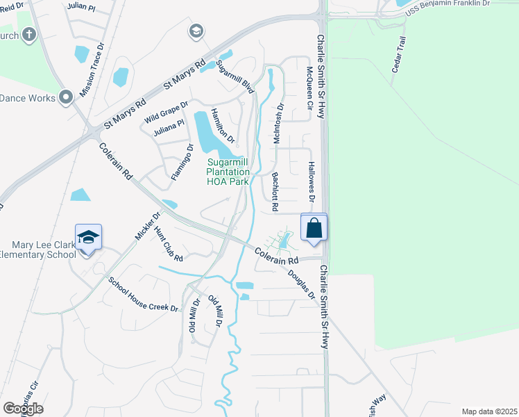 map of restaurants, bars, coffee shops, grocery stores, and more near 106 Hallowes Drive South in St. Marys