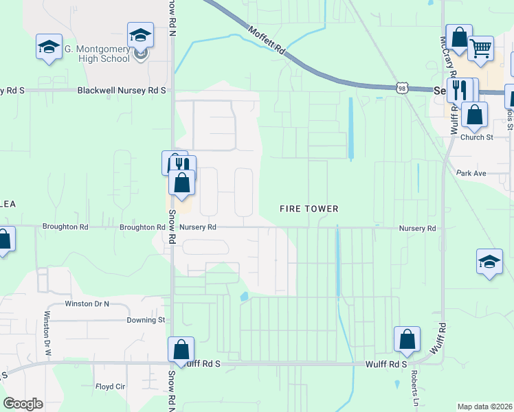 map of restaurants, bars, coffee shops, grocery stores, and more near 3914 Harmony Ridge Circle South in Semmes