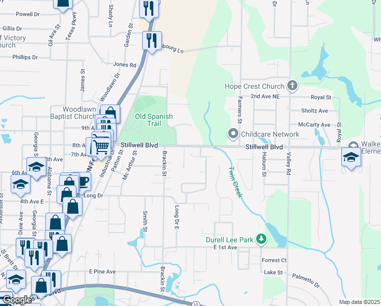 map of restaurants, bars, coffee shops, grocery stores, and more near 332 Dahlquist Drive in Crestview
