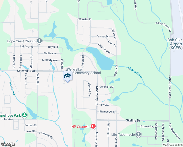 map of restaurants, bars, coffee shops, grocery stores, and more near 3040 Stillwell Boulevard in Crestview