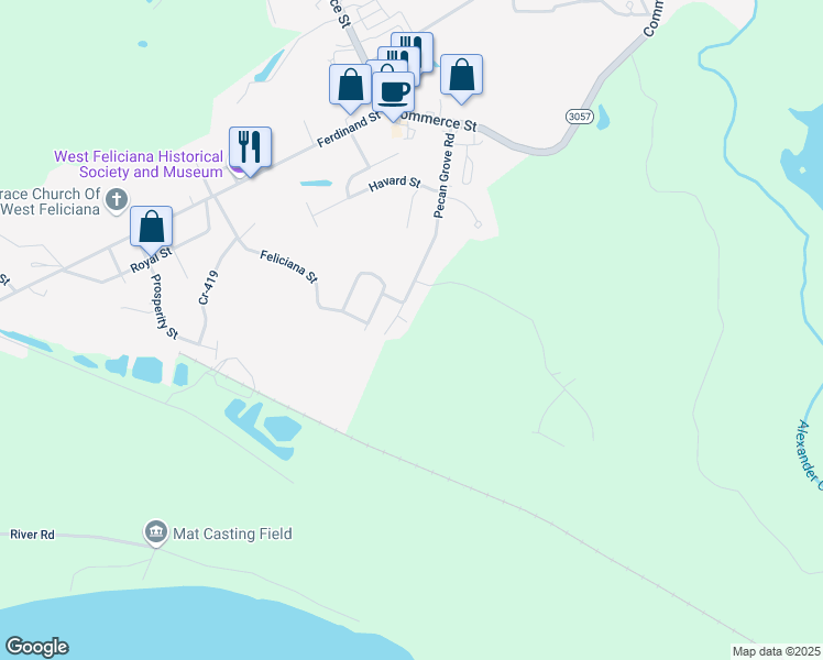 map of restaurants, bars, coffee shops, grocery stores, and more near 4648 Pecan Grove Road in Saint Francisville
