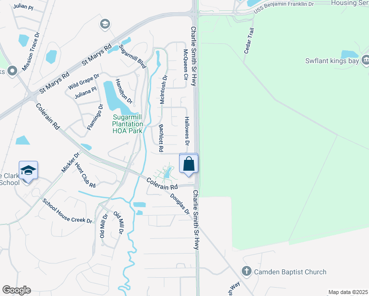 map of restaurants, bars, coffee shops, grocery stores, and more near 302 Hallowes Drive in St. Marys