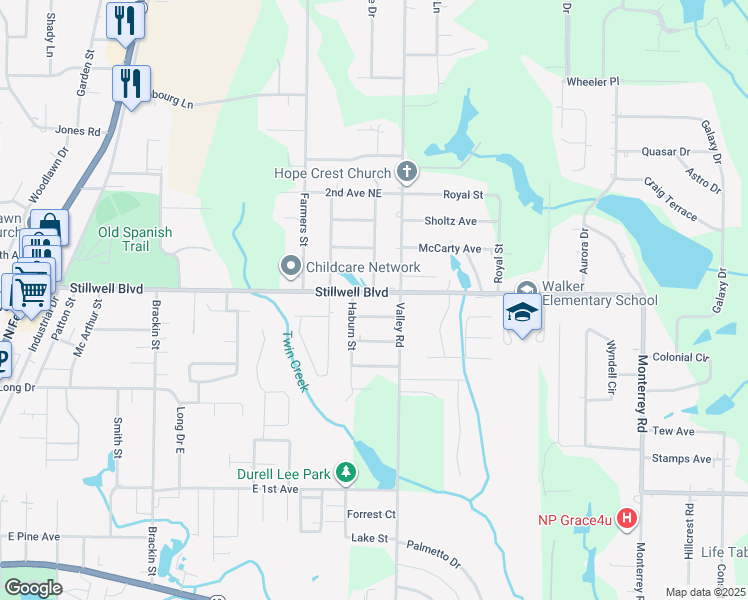 map of restaurants, bars, coffee shops, grocery stores, and more near 510 Stillwell Boulevard in Crestview