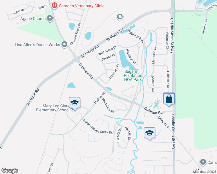 map of restaurants, bars, coffee shops, grocery stores, and more near 17 Mickler Drive in St. Marys
