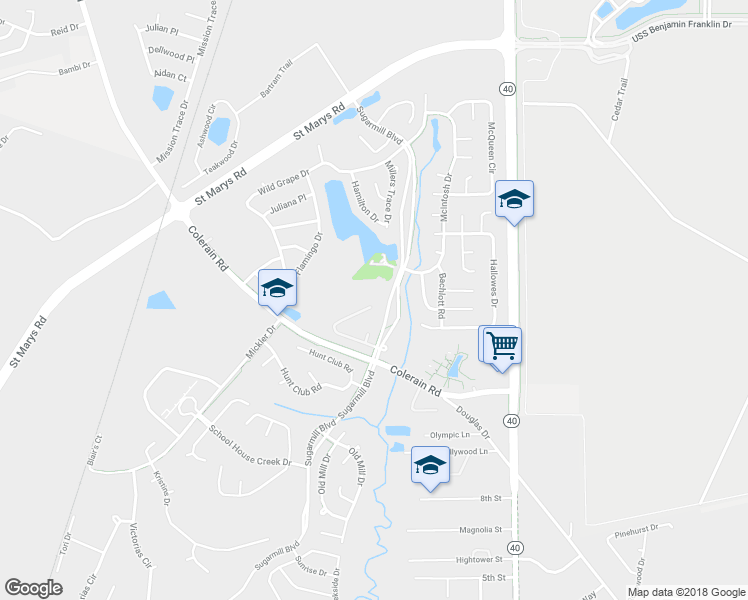 map of restaurants, bars, coffee shops, grocery stores, and more near 503 Madison Avenue in Saint Marys