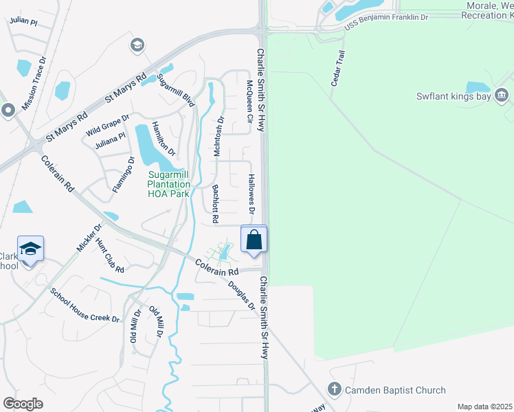 map of restaurants, bars, coffee shops, grocery stores, and more near 302 Hallowes Drive in St. Marys